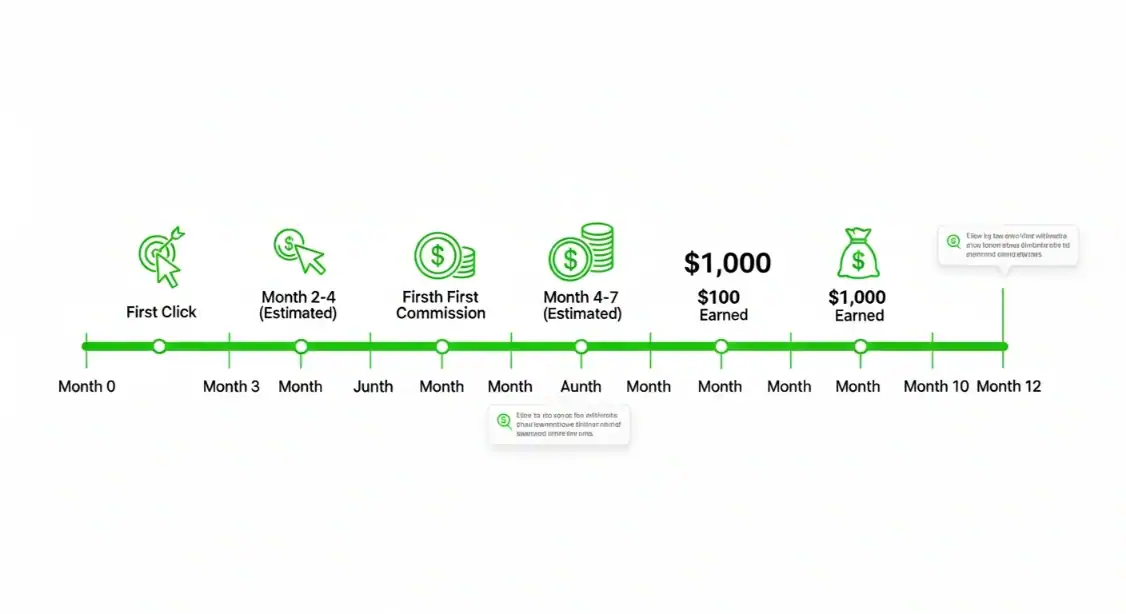 Affiliate marketing timeline: first click to earnings in 2025.